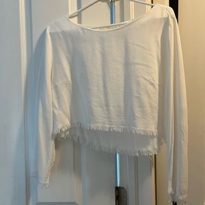 White frayed crop top